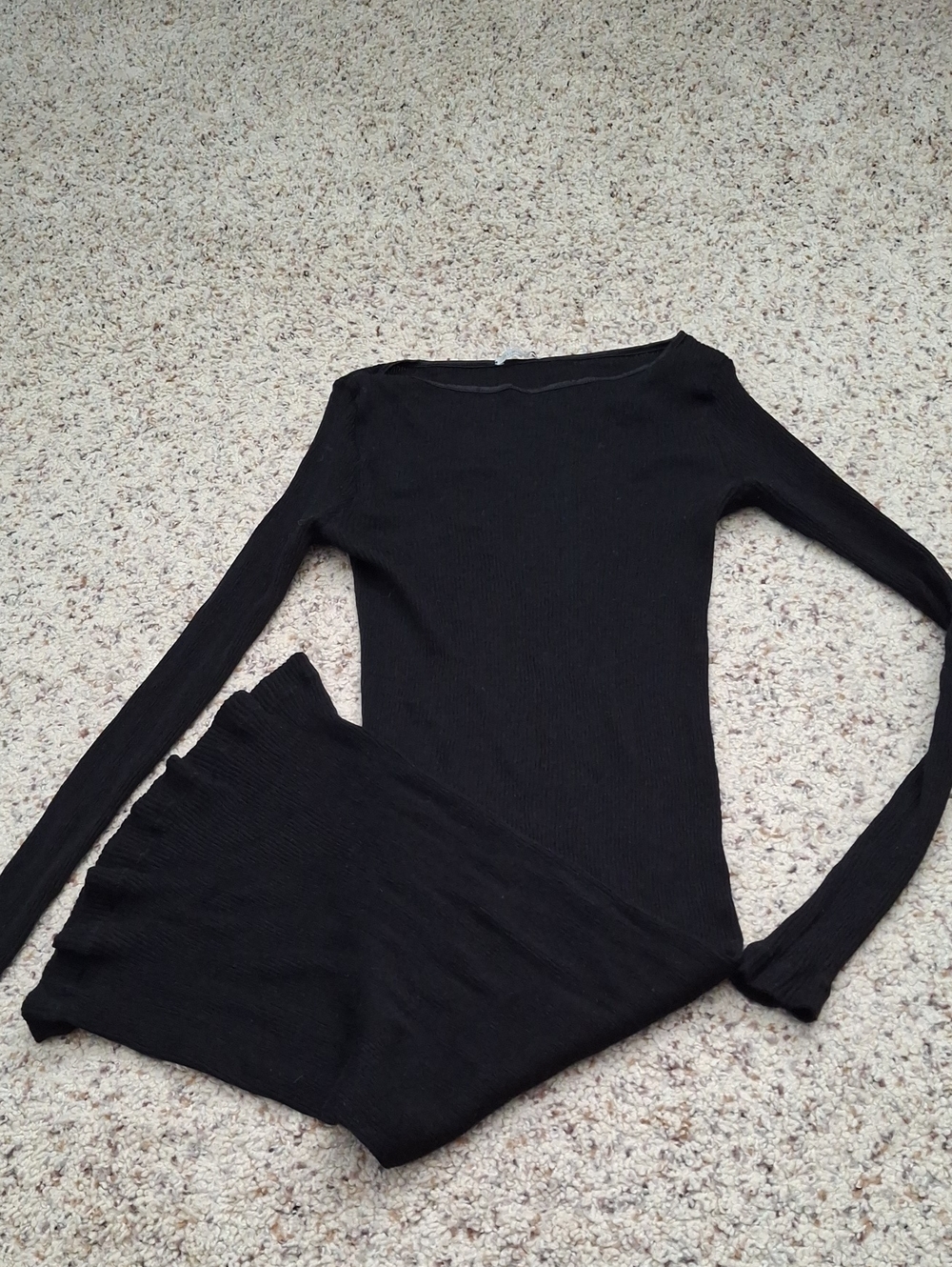 intimissimi Black Tubular Wool and Silk Boat Neck Jumper dress